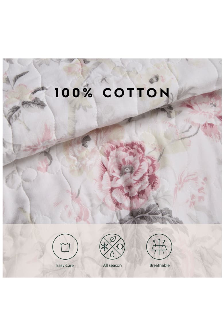 Breezy Floral Twin Quilt & Sham Set, Alternate, color, PINK GREY