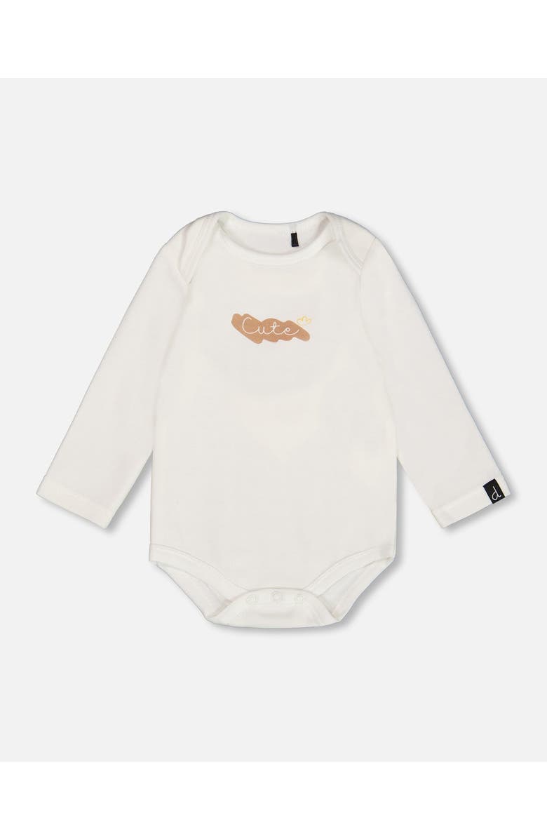 Deux par Deux Baby Girl's Organic Cotton Bodysuit With Print Off White, Main, color, 