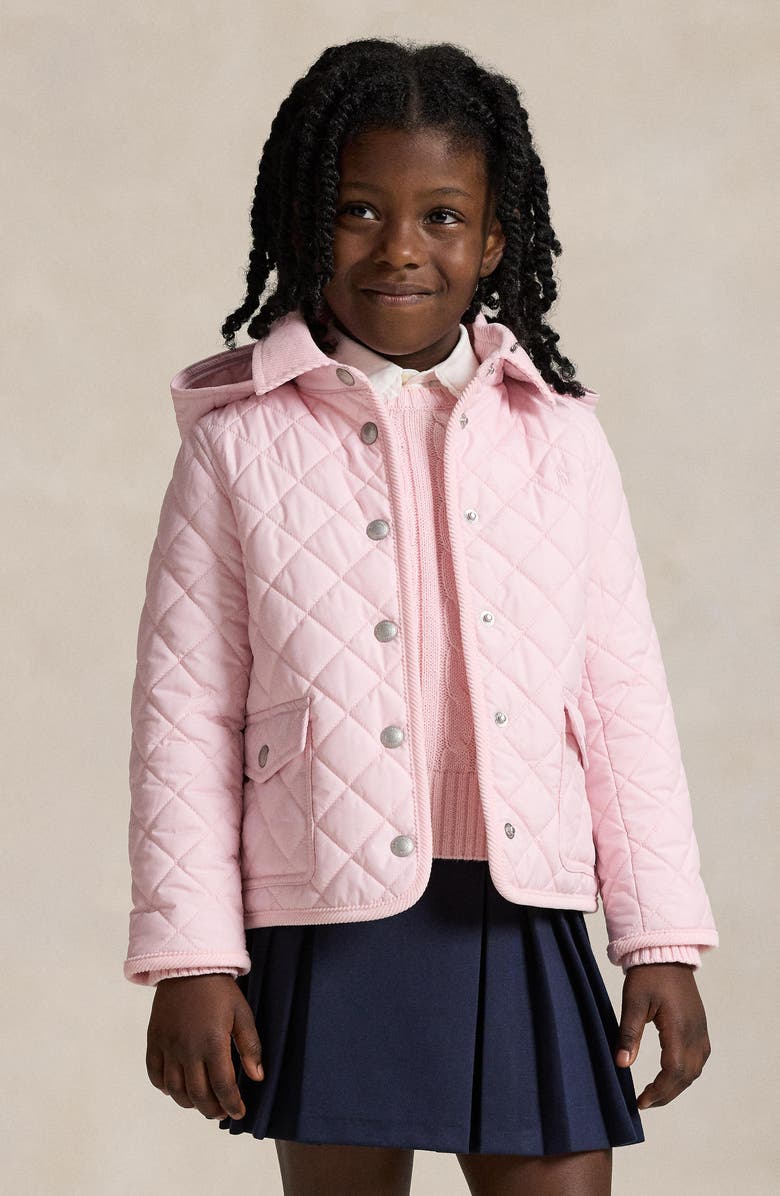 Polo Ralph Lauren Kids' Quilted Jacket with Removable Hood, Alternate, color, Hint Of Pink