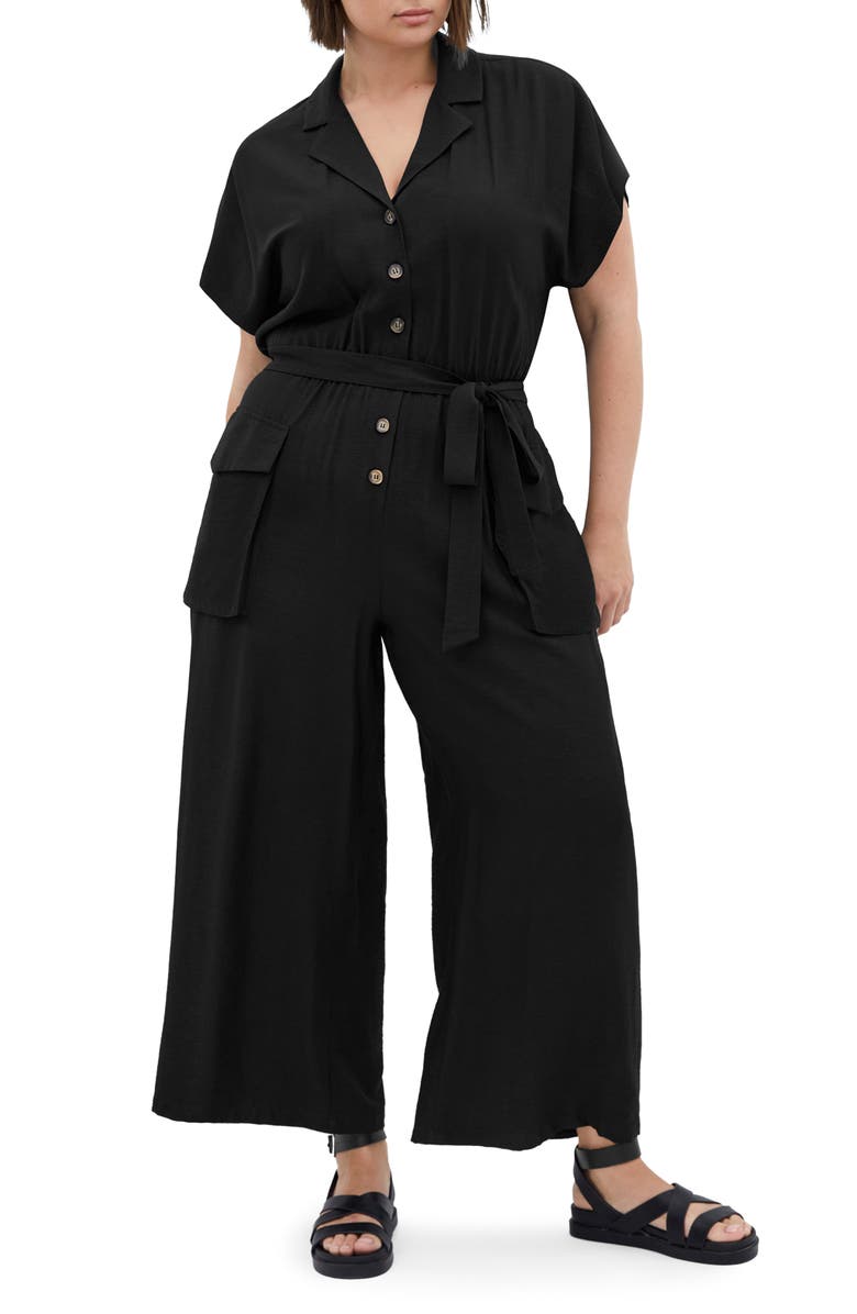 City Chic Emilie Belted Jumpsuit, Main, color, 