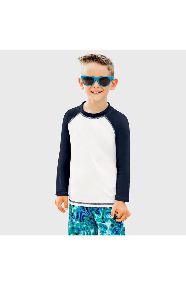 CITY THREADS Boys UPF 50+ Long Sleeve Rashguard, Main, color, White/Navy