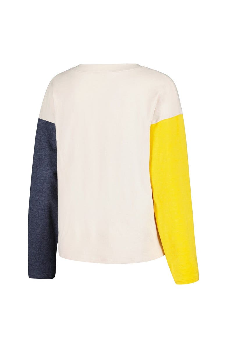 Wes & Willy Women's Wes & Willy Cream Michigan Wolverines Colorblock Tri-Blend Long Sleeve V-Neck T-Shirt & Shorts Sleep Set, Alternate, color,