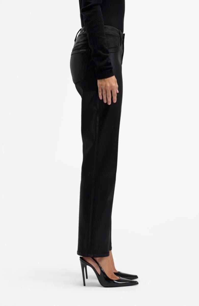 Seven Calie Coated Mid Rise Straight Leg Jeans, Alternate, color, Coated Black