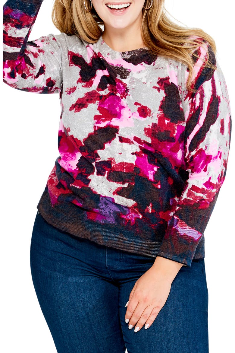 NIC + ZOE Joyous Crewneck Sweater, Alternate, color, PINK MULTI