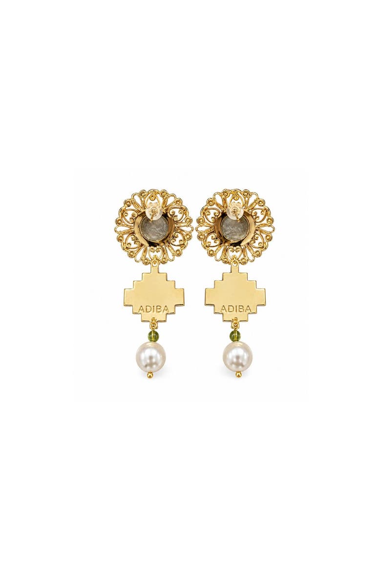 Linaria Labradorite Swarovski Pearl Earrings, Alternate, color, Gold