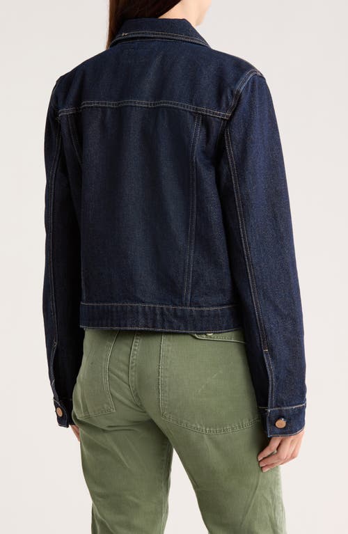 Blanknyc Metallic Weave Denim Trucker Jacket In Blue
