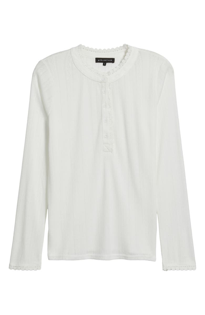 GIBSONLOOK Ava Lace Henley Top, Alternate, color, White