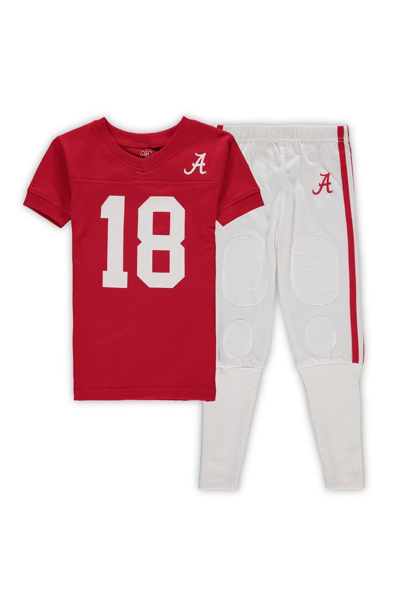 Wes & Willy Preschool Wes & Willy Crimson Alabama Crimson Tide Football V-Neck T-Shirt and Pants Sleep Set, Main, color, Crimson