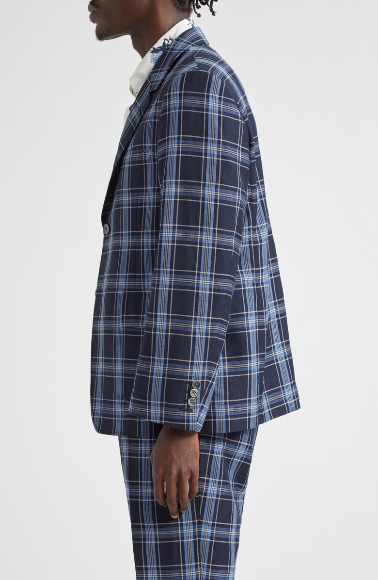 Thom Browne Unstructured Straight Fit Plaid Cotton Sport Coat, Alternate, color, 