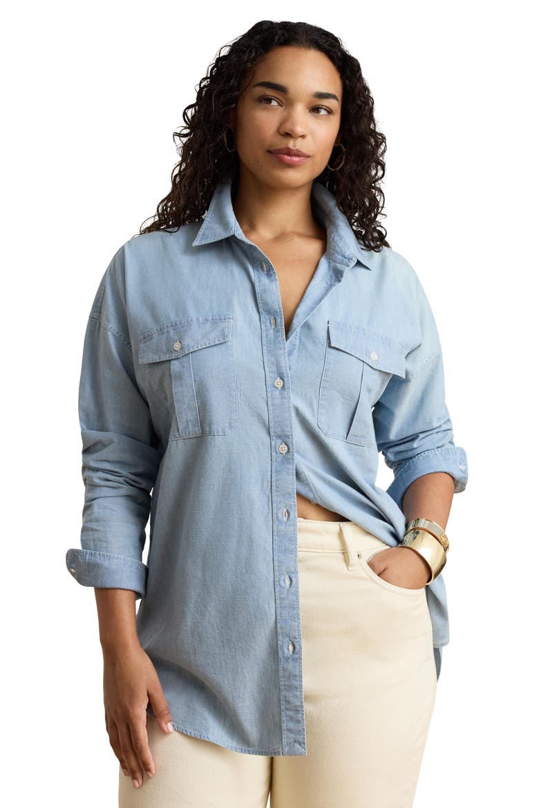 Durrell Cotton Button-Up Shirt, Alternate, color, CHAMBRAY WASH BLUE
