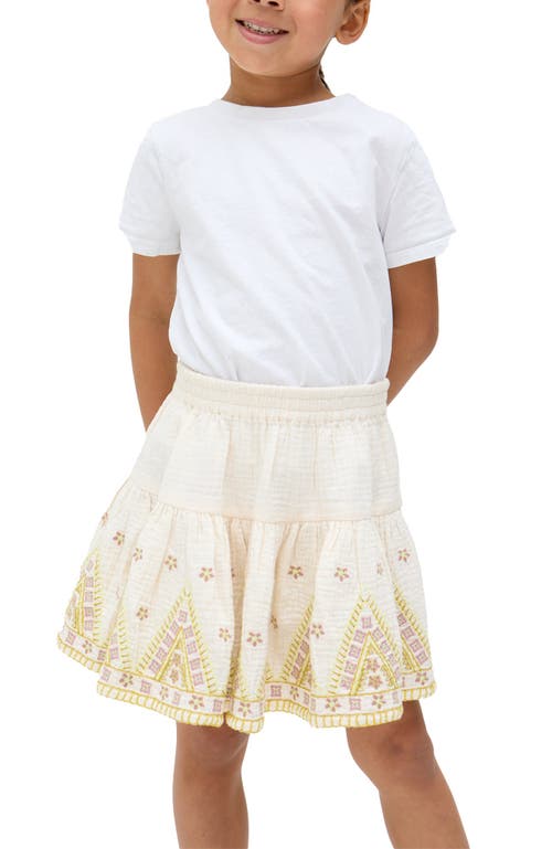 Raffya Kids Staranisse Tiered All Over Embroidered Skirt In Neutral