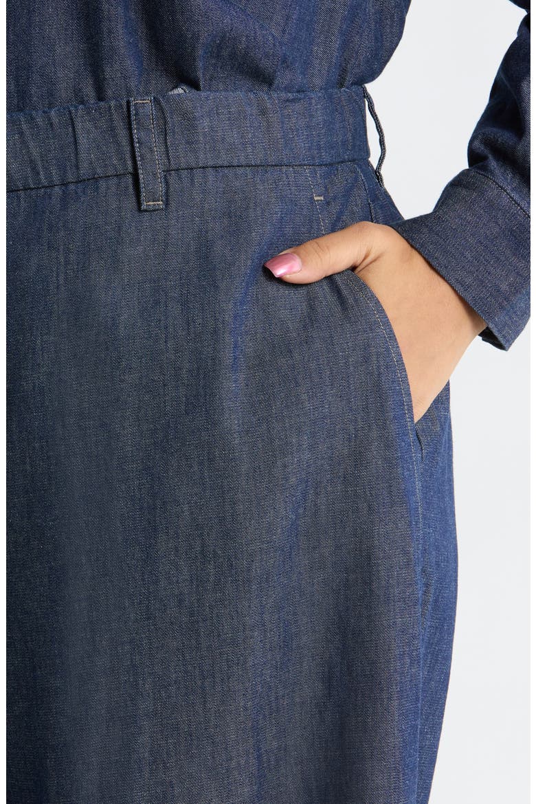 High Waist Organic Cotton Wide Leg Pants, Alternate, color, DARK INDIGO