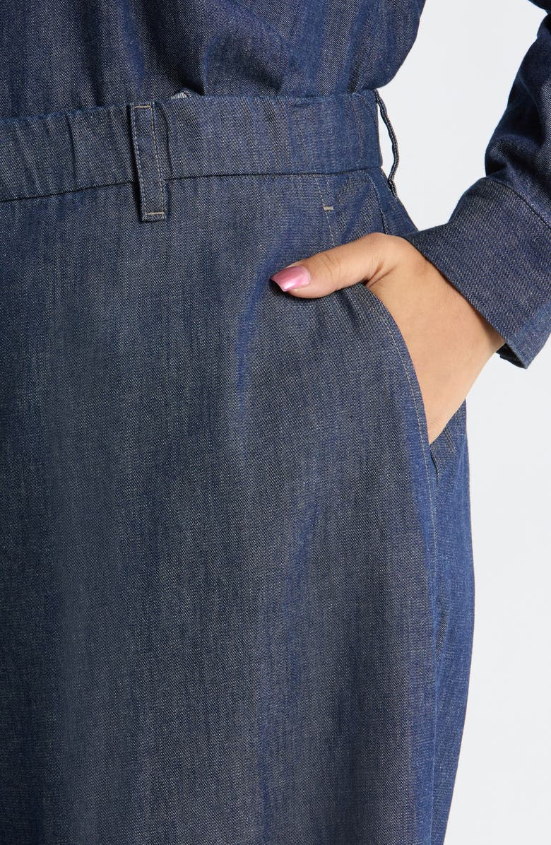 Eileen Fisher High Waist Organic Cotton Wide Leg Pants, Alternate, color, Dark Indigo