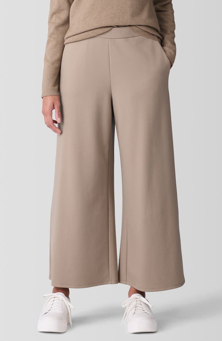 Eileen Fisher Ponte Wide Leg Pants, Main, color, Biscuit