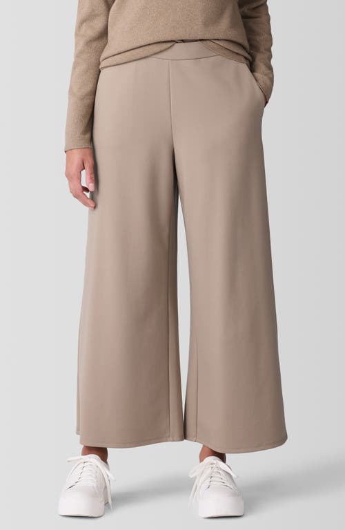 Eileen Fisher Ponte Wide Leg Trousers In Biscuit