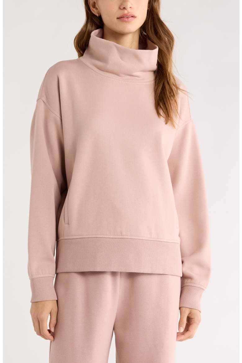 Ultracozy Fleece Funnel Neck Top, Main, color, PINK FAWN