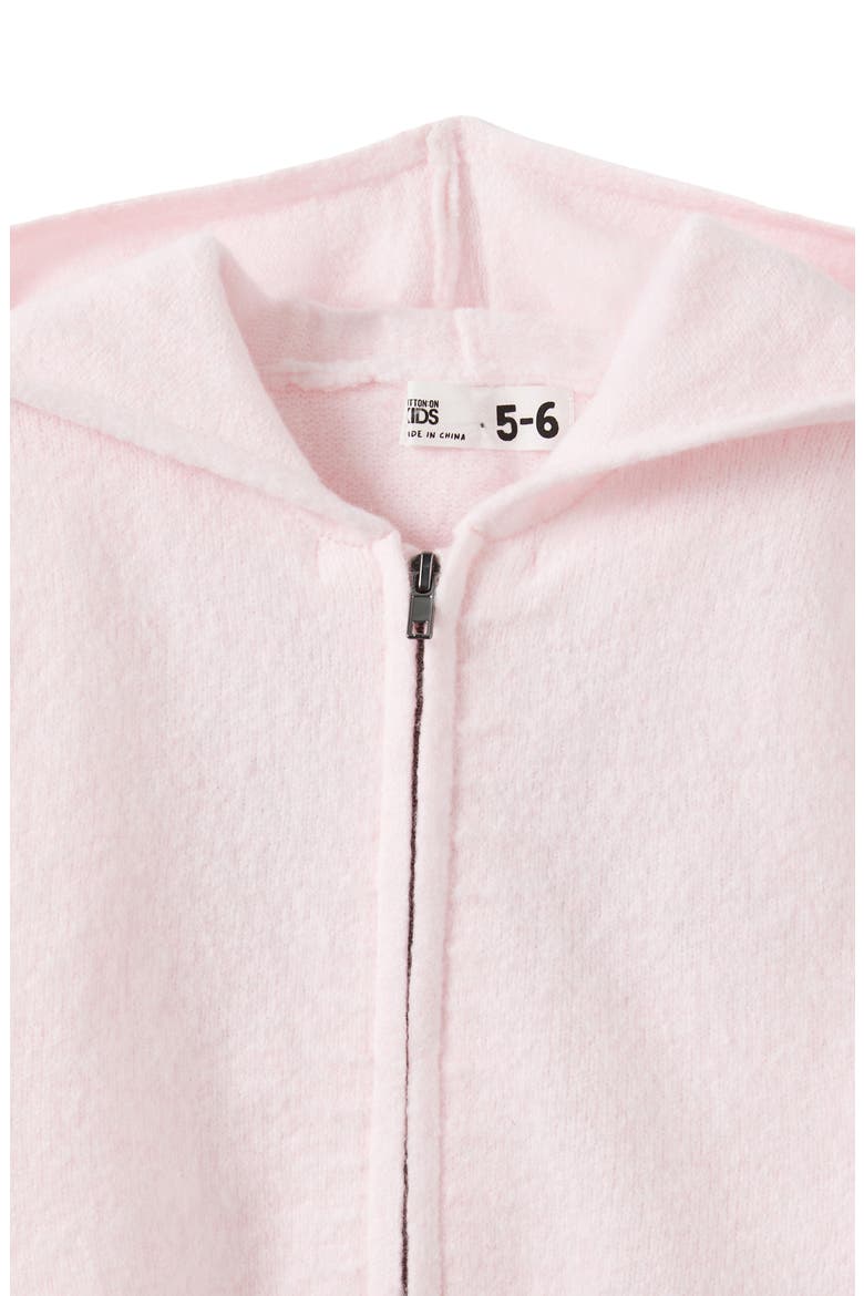 Kid's Knitted Zip Through Hoodie, Alternate, color, Tea Party Pink