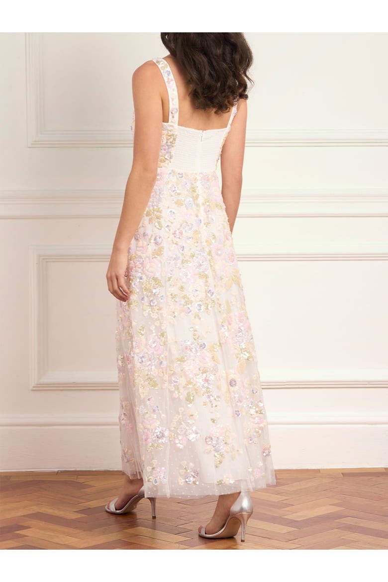 Sequin Paradise Sweetheart Ankle Gown, Alternate, color, Swan White/Multi