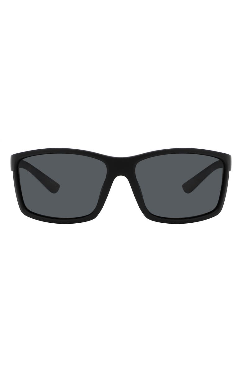 Fossil 63mm Polarized Rectangular Sunglasses, Main, color, Matte Black