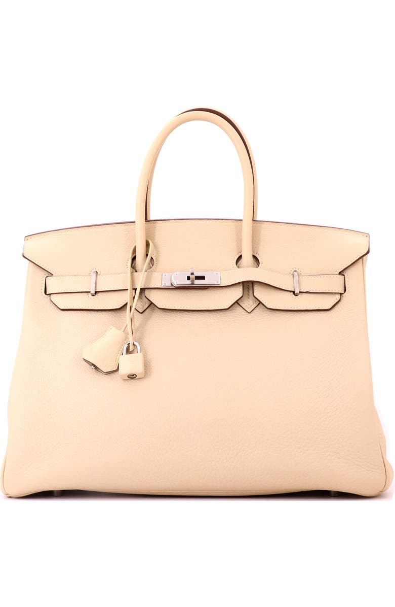 Pre-Owned Hermes Birkin Handbag Light Clemence with Palladium Hardware 35, Main, color, Parchemin