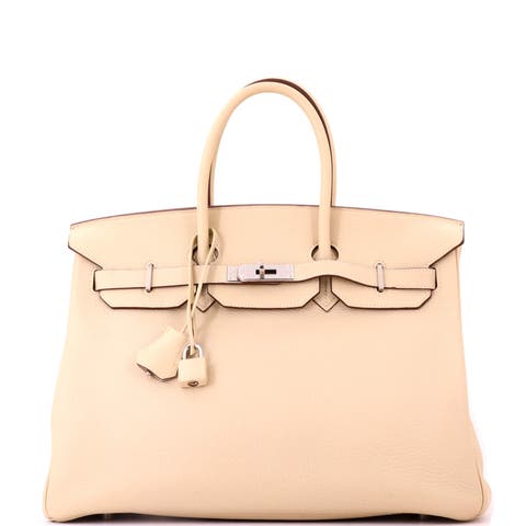 Birkin Handbag Light Clemence with Palladium Hardware 35