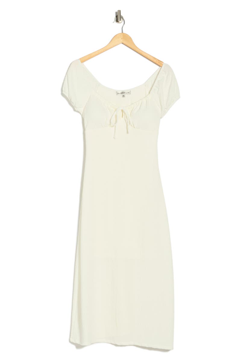 Madden Girl Puff Sleeve Midi Dress, Alternate, color, Ivory