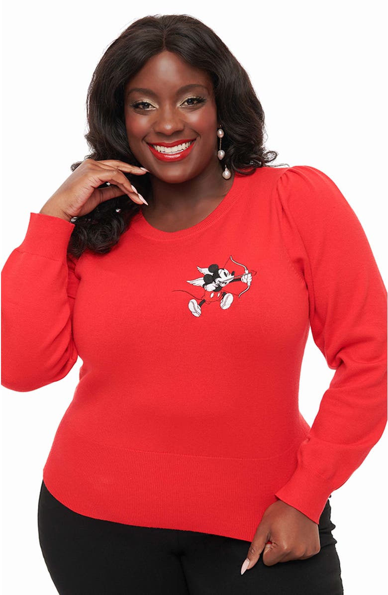 Unique Vintage Plus Size Embroidered Long Sleeve Sweater, Main, color, Red