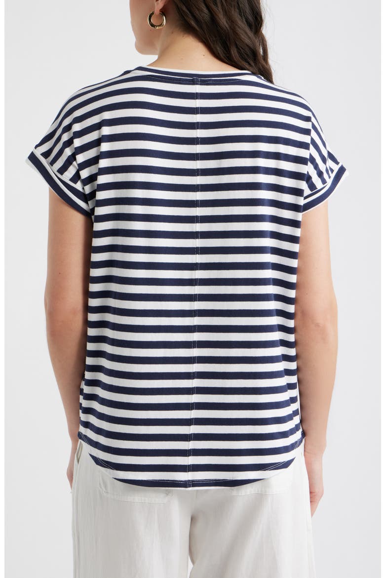 Cuff Sleeve T-Shirt, Alternate, color, NAVY- WHITE CHARM STRIPE