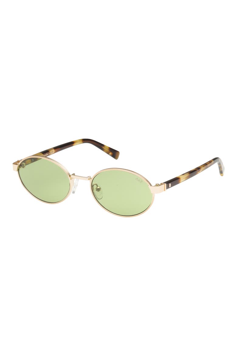 51mm Oval Sungalsses, Alternate, color, GOLD / SOLID GREEN LENS