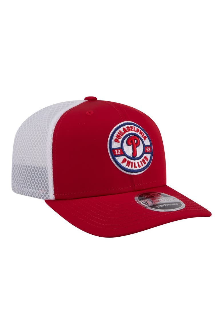 Men's New Era  Red Philadelphia Phillies Active 9SEVENTY Adjustable Trucker Hat, Alternate, color, Red
