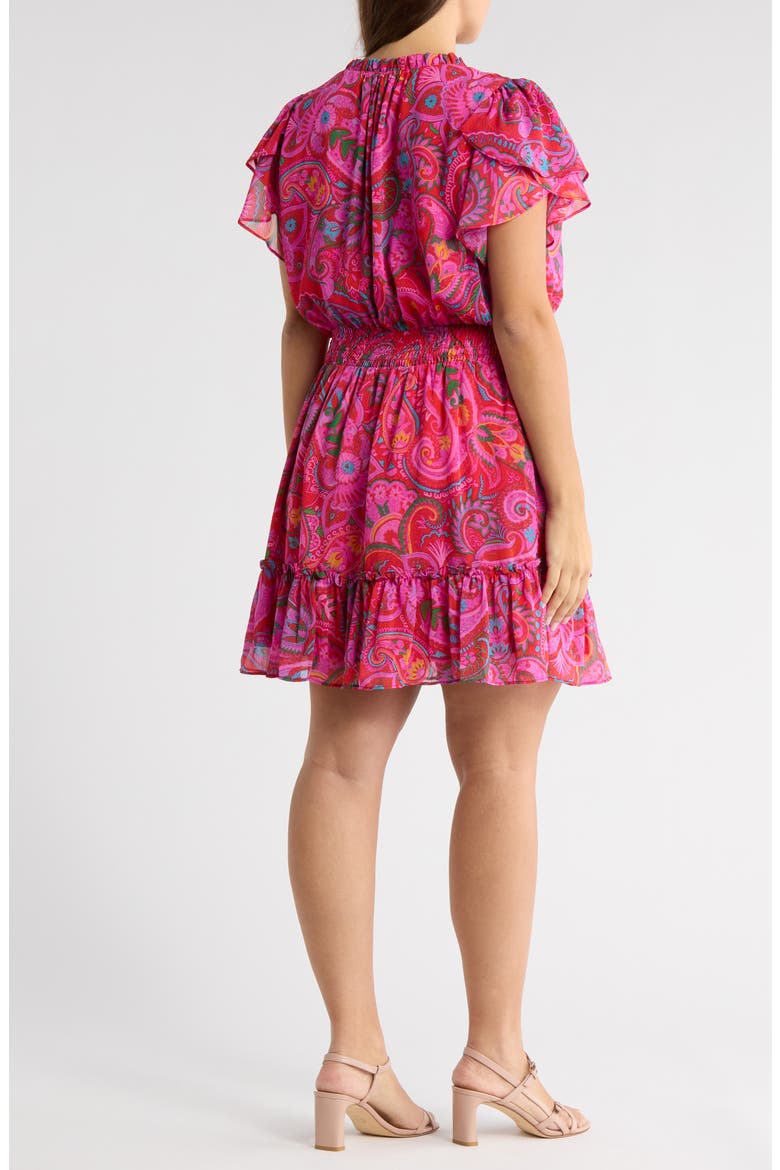 Anais Floral Print Ruffle Dress, Alternate, color, FUCHSIA MULTI