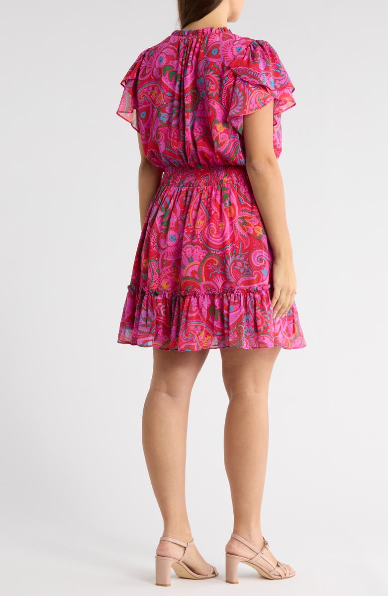 SUGARLIPS Anais Floral Print Ruffle Dress, Alternate, color, Fuchsia Multi