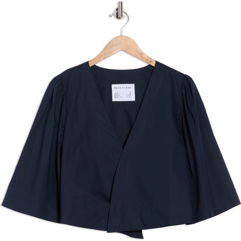 Cissa The Lady Puff Sleeve Wrap Top In Blue
