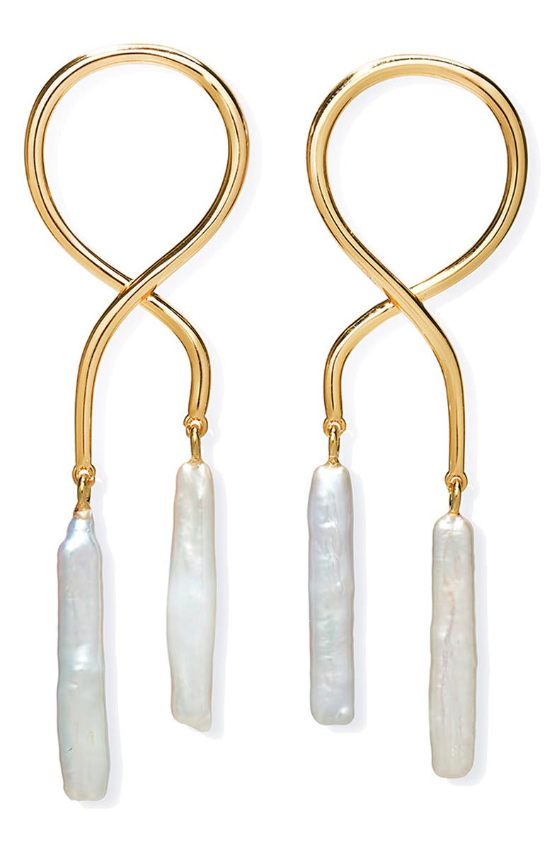 Lizzie Fortunato Etienne Stick Pearl Drop Earrings, Main, color, Gold