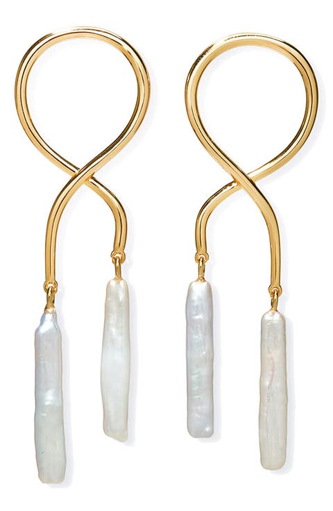 Etienne Stick Pearl Drop Earrings