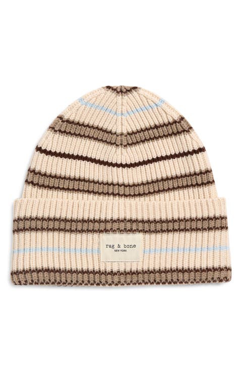 Blake Stripe Wool Blend Rib Beanie