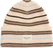 rag & bone Blake Stripe Wool Blend Rib Beanie