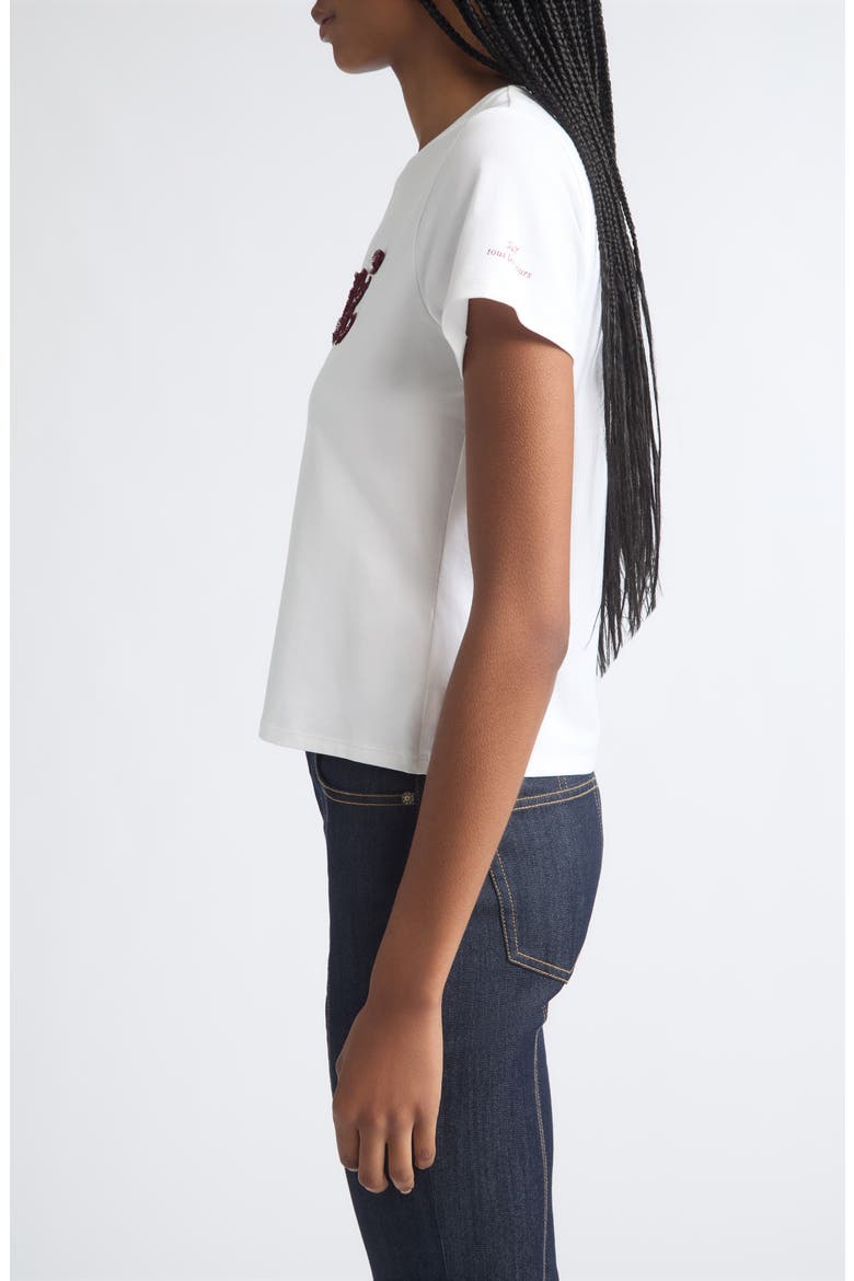 Merci Ruffle Shrunken Graphic Tee, Alternate, color, WHITE/ BLACK CHERRY