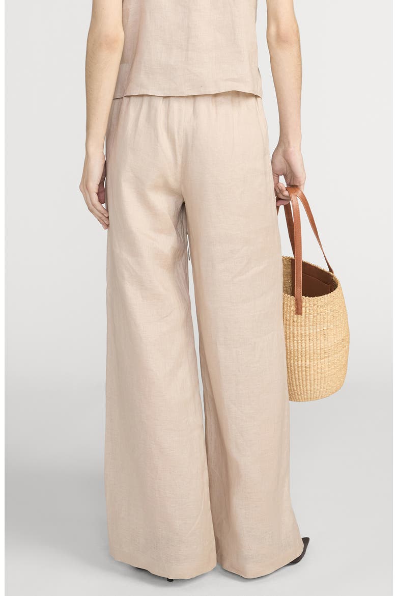 Linen Drawstring Lounge Pants, Alternate, color, FLAX