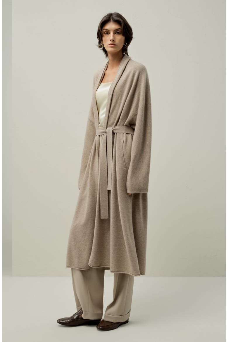Women's Calf-Length Cashmere Cardigan, Alternate, color, Gravel