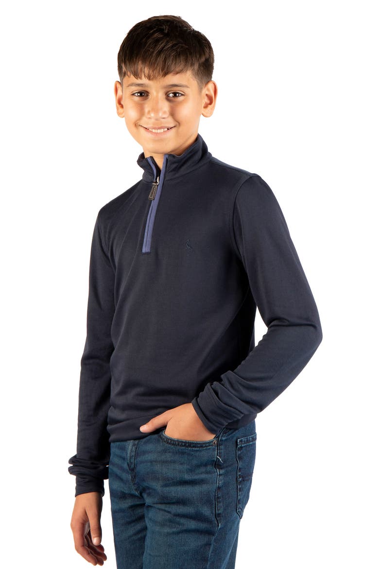Kids' Modal Quarter Zip Sweater, Alternate, color, NAVY