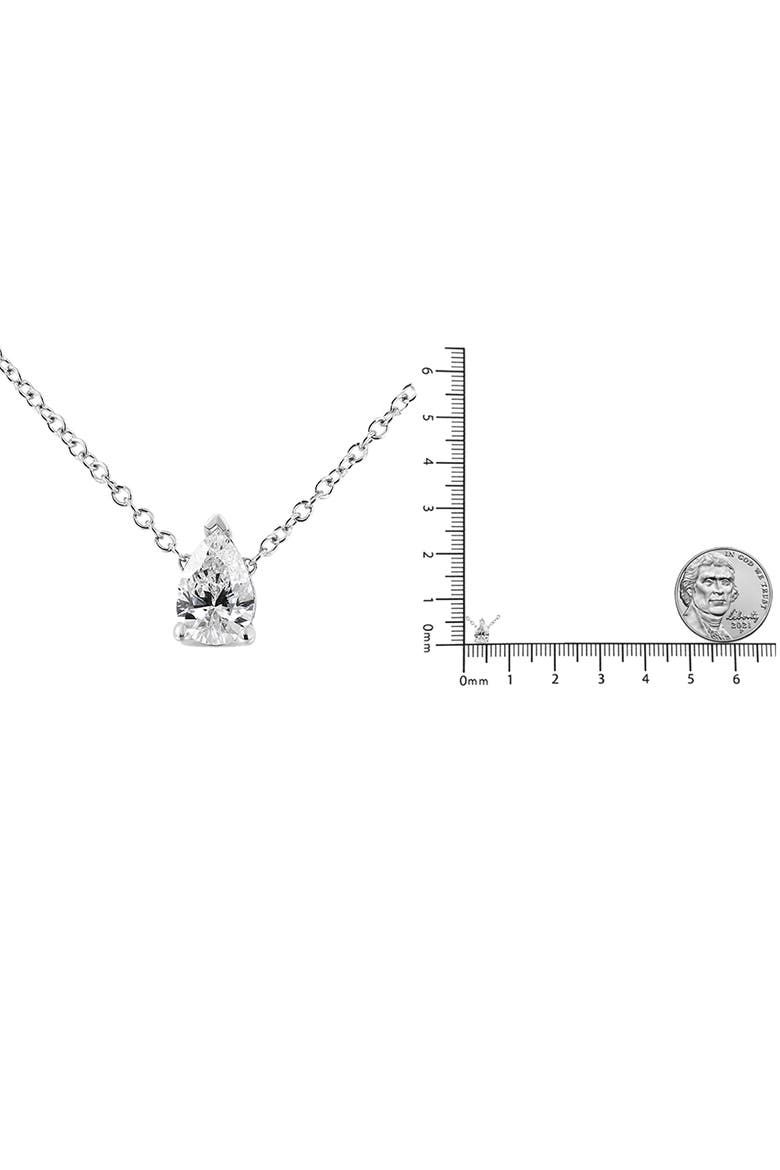 14K White Gold 1/10 Cttw Pear Shape Lab Grown Diamond Solitaire Pendant Necklace, Alternate, color, White
