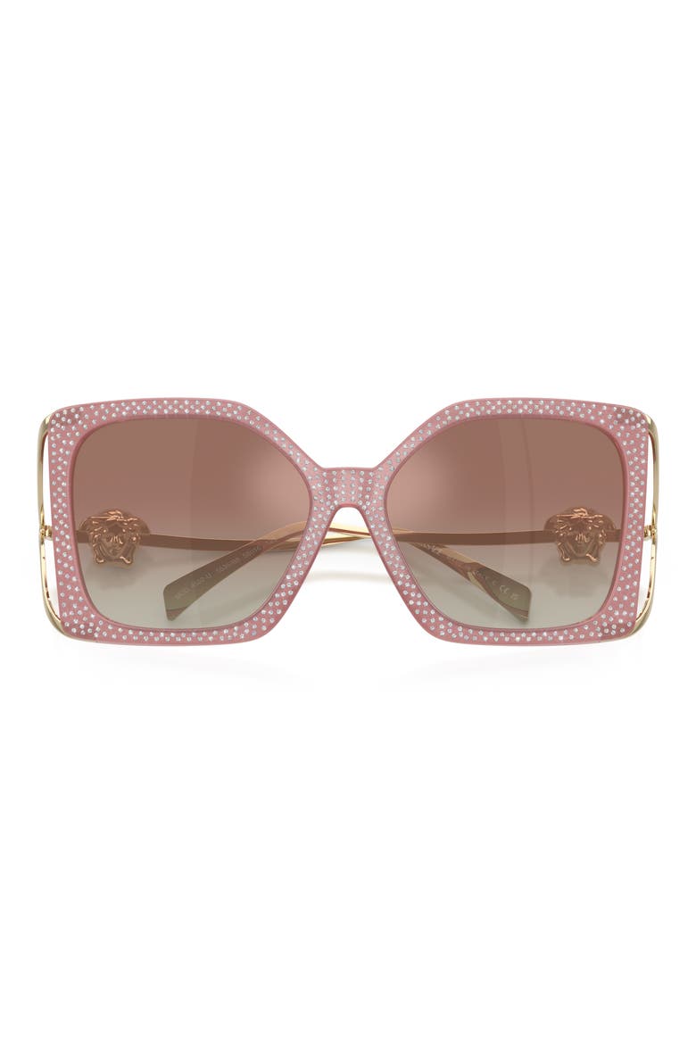 58mm Square Sunglasses, Alternate, color, PINK STRASS CRYSTAL / BROWN