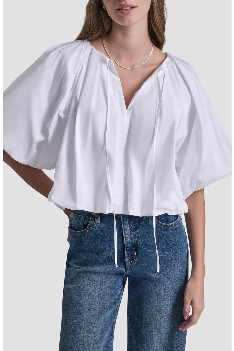 Cotton Half Sleeve Bubble Top, Main, color, WHITE