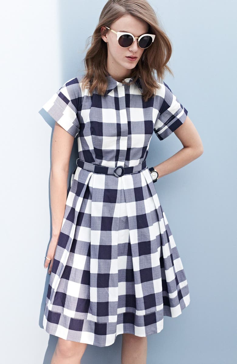 Eliza J Woven Gingham Shirtdress, Alternate, color, 