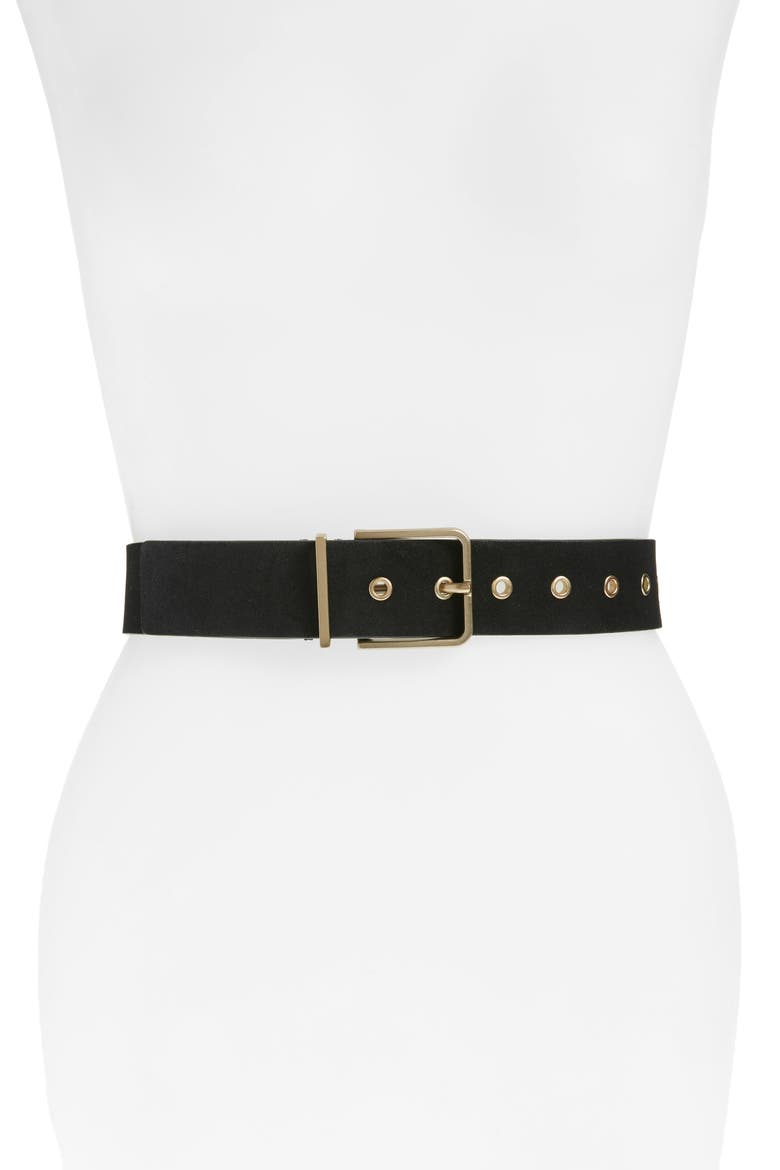 Suede Belt, Main, color, BLACK