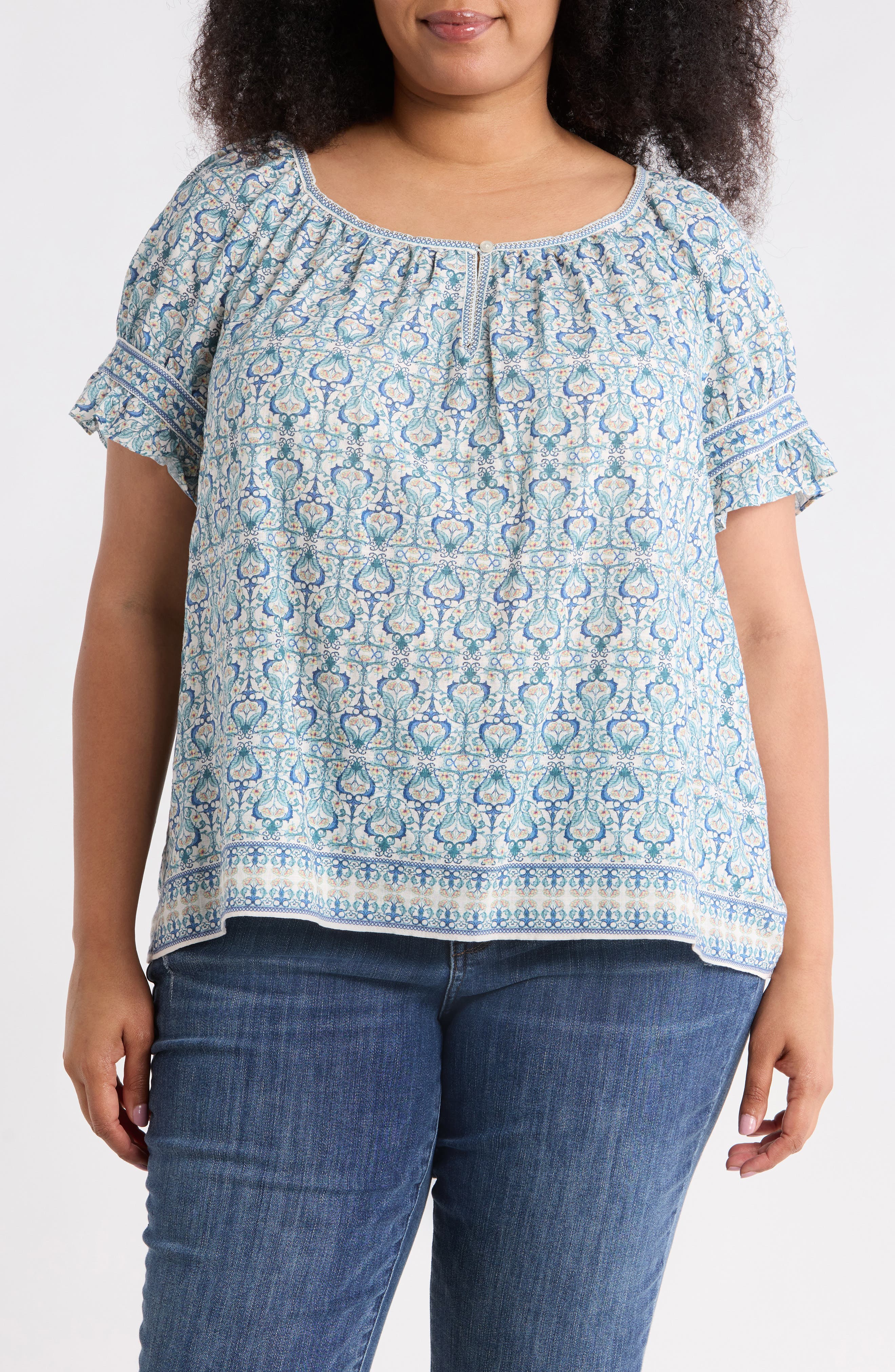 selected CREAM/ TEAL NOUVEAU VINE CREST