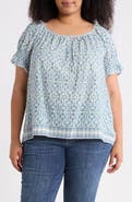 MAX STUDIO Keyhole Short Sleeve Top