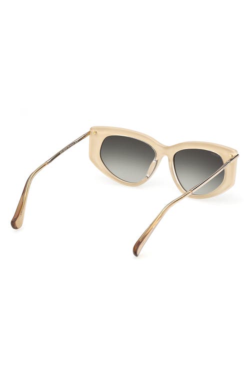 Max Mara Beth 54mm Polarized Geometric Sunglasses In White/gradient Green