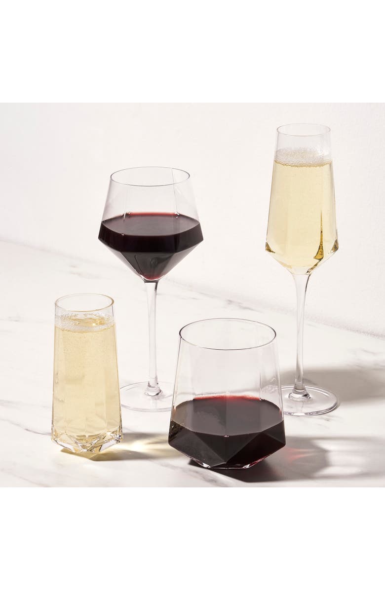 Viski Seneca Crystal Stemmed Champagne Flutes Set of 2, Alternate, color, Clear